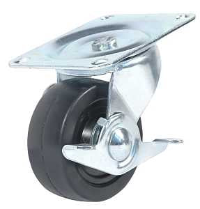 Dh Casters C-GD30RSB Swivel Caster, 3-1/8 x 4-1/16 in Plate, 3-13/16 in H Dimensions, 3 in Dia Wheel