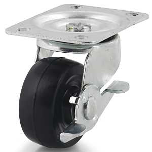 Dh Casters C-GD25HRSB Swivel Caster, 2-3/4 x 3-27/32 in Plate, 3-1/4 in H Dimensions, 2-1/2 in Dia Wheel, Rubber Wheel