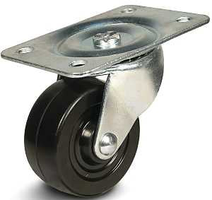 Dh Casters C-GD40RS Swivel Caster, 4 x 5-1/18 in Plate, 5 in H Dimensions, 4 in Dia Wheel, 1-1/4 in W Wheel