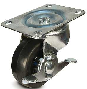 Dh Casters C-GD40RSB Swivel Caster, 4 x 5-1/18 in Plate, 5 in H Dimensions, 4 in Dia Wheel, 1-1/4 in W Wheel, 200 lb