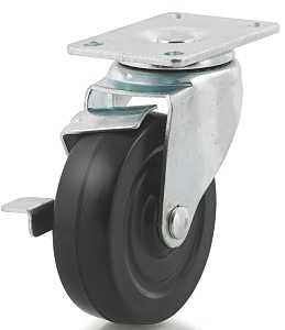 Dh Casters C-LM4P1RSB Swivel Caster, 2-3/8 x 3-5/8 in Plate, 5-1/18 in H Dimensions, 4 in Dia Wheel