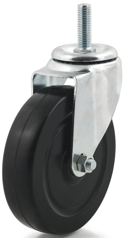 Dh Casters C-LM5T3RS Swivel Caster, Threaded Mounting, 6-1/8 in H Dimensions, 5 in Dia Wheel, 1-1/4 in W Wheel, 300 lb
