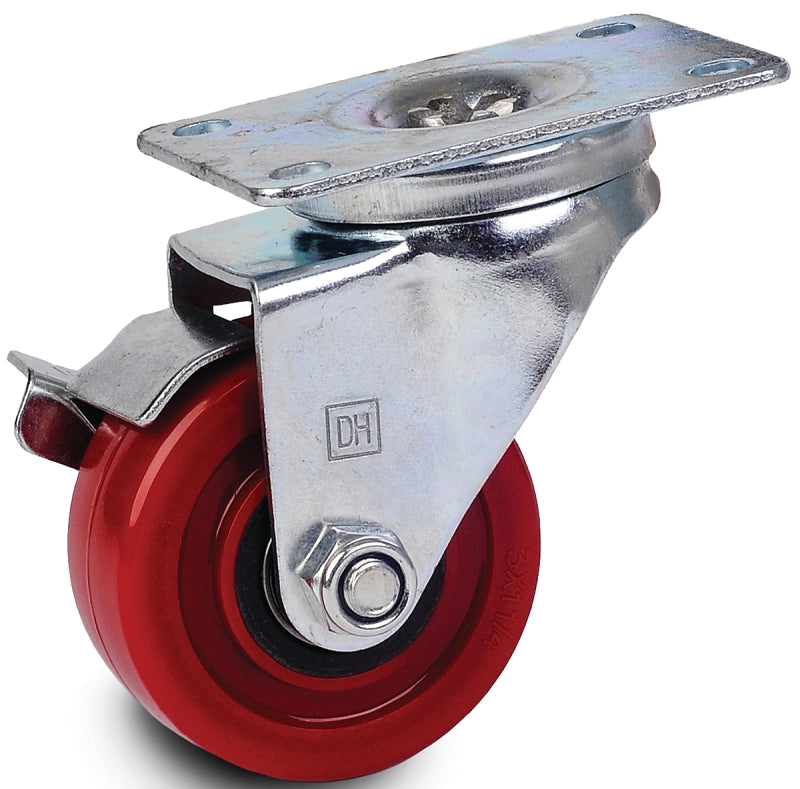 Dh Casters C-LM3P1PUSB Swivel Caster, 2-3/8 x 3-5/8 in Plate, 4-1/4 in H Dimensions, 3 in Dia Wheel
