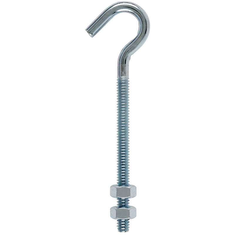 Hampton Small Zinc-Plated Silver Steel 4 in. L Clothesline Bolt Hook 80 lb 1 pk, Pack of 10