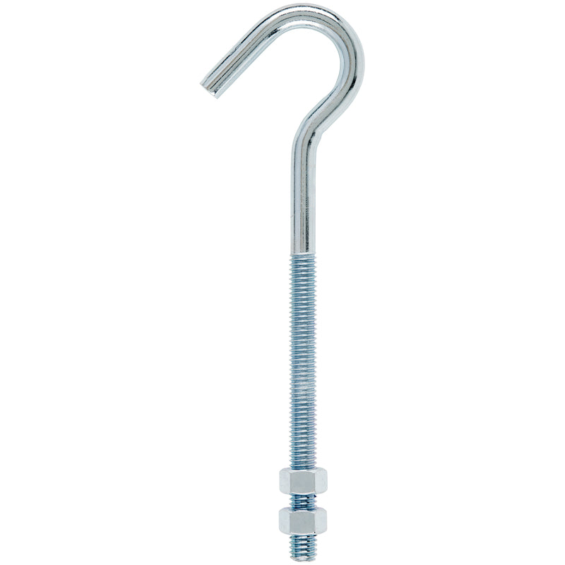 Hampton Medium Zinc-Plated Silver Steel 7.25 in. L Clothesline Bolt Hook 240 lb 1 pk, Pack of 10