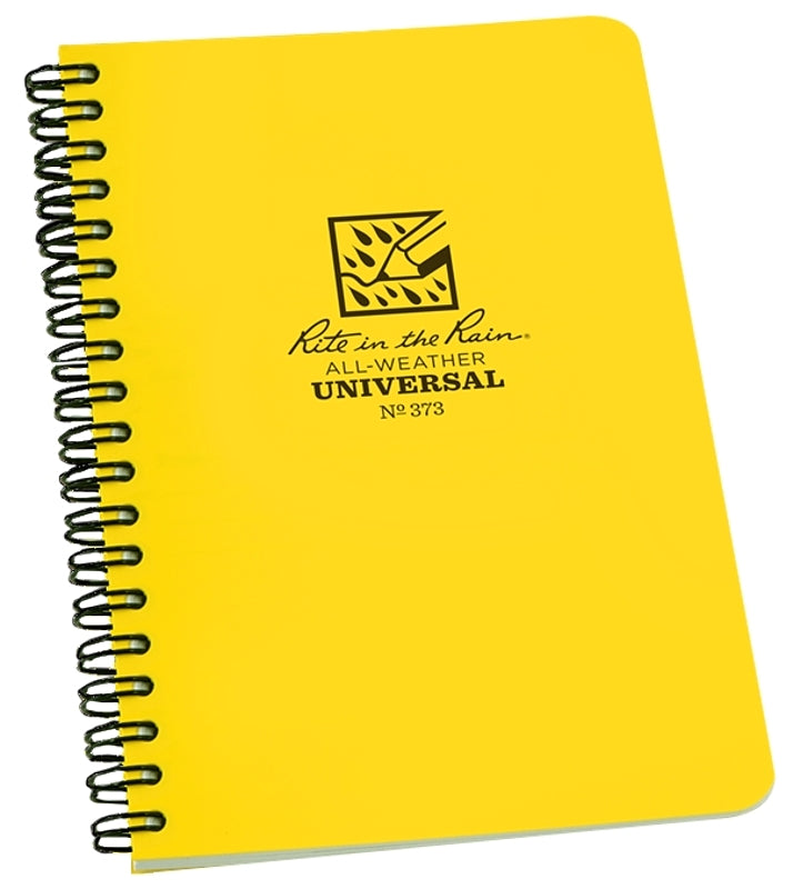 Rite in the Rain 373 Side Spiral Notebook, Universal Sheet, 7 in L x 4-7/8 in W Sheet, 32-Sheet, White Sheet