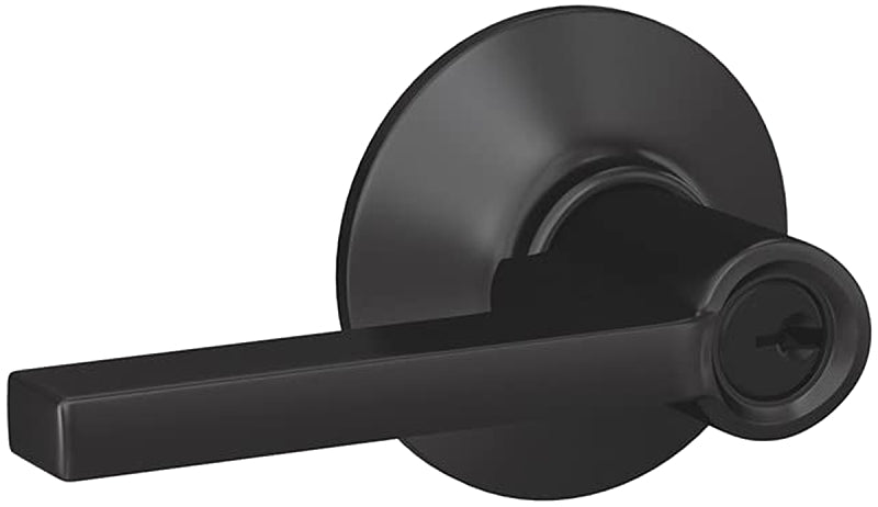 Schlage Latitude Series F51VLAT622 Entry Lever, Mechanical Lock, Matte Black, Metal, Residential, 2 Grade, ADA Compliant