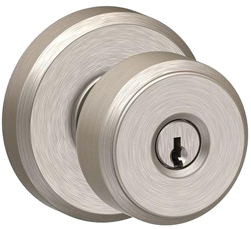 Schlage F Series F51VBWE619 Entry Knob, Knob Handle, Satin Nickel, Metal, C Keyway, Commercial, Residential