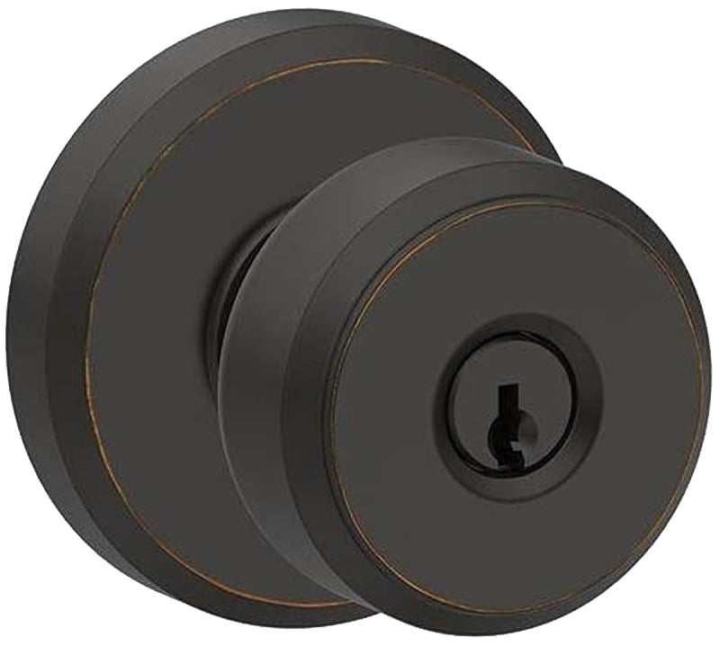 Schlage F51 V BWE 716 Entry Knob Set, Knob Handle, Aged Bronze, Metal, C Keyway, Re-Key Technology: Traditional