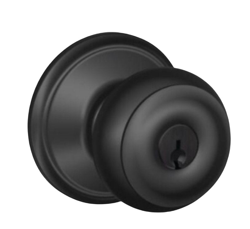Schlage F51 AG GEO 622 Entry Door Lock, Knob Handle, Matte Black, C Keyway, Commercial, 2 Grade, Turn Button