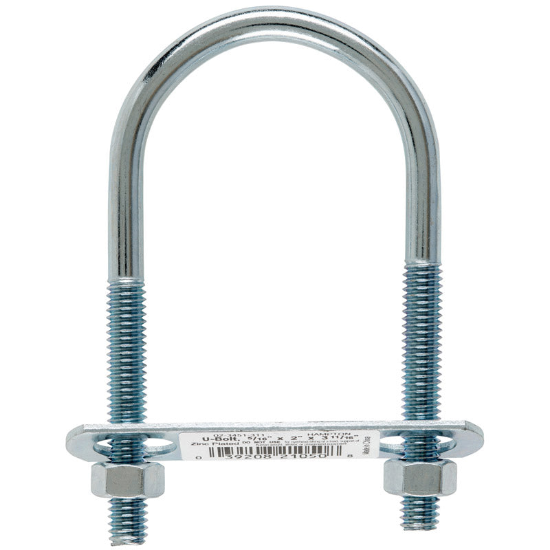 Hampton 5/16 in. X 2 in. W X 3-3/4 in. L Coarse Zinc-Plated Steel U-Bolt, Pack of 10