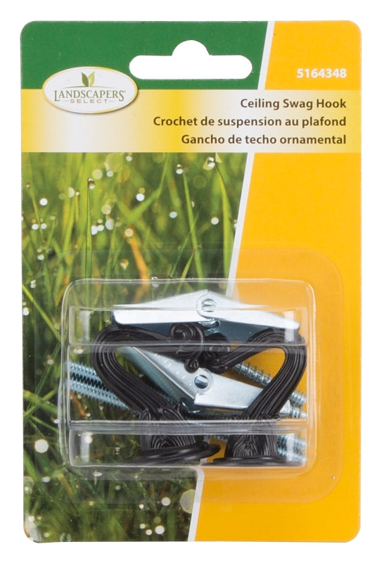 Landscapers Select GB0433L Ceiling Hook, 1-1/2 in L, 1 in H, Steel, Black, Black-Coated, Wall