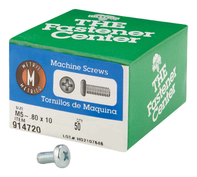 HILLMAN M5-0.8 in. X 10 in. L Phillips Pan Head Zinc-Plated Steel Metric Machine Screws 50 pk