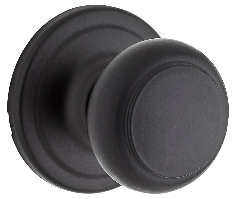 Weiser Troy Series 9GA1010-009 Passage Door Knob, 2-1/16 in Dia Knob, Matte Black