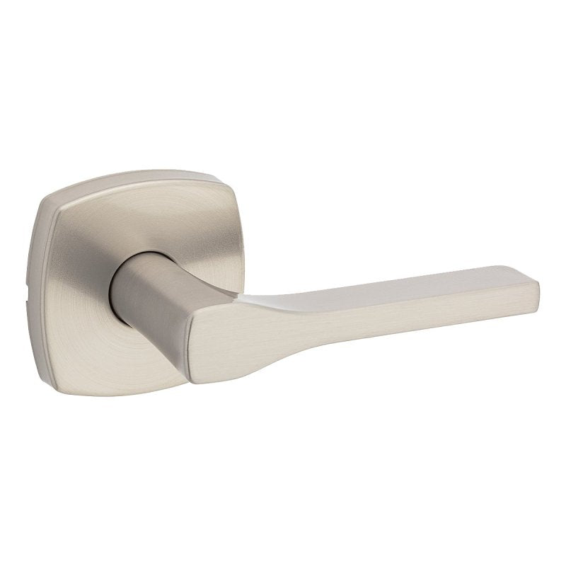 Weiser Prague Series 9GLA1010-137 Passage Door Handle, Lever Handle, Satin Nickel, 2-3/8 to 2-3/4 in Backset