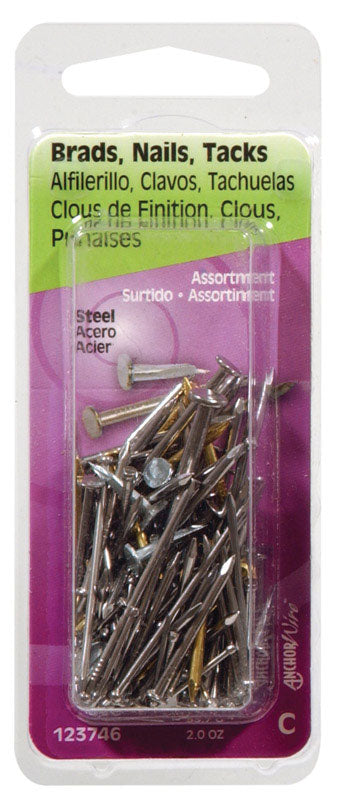 HILLMAN 16 Ga. X Assorted Sizes L Steel Brad Nail Assortment 1 pk 2 oz, Pack of 6