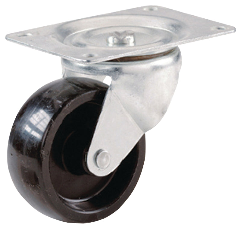 Shepherd Hardware 9392 Swivel Caster, 2 in Dia Wheel, 3/4 in W Wheel, Polypropylene Wheel, Black, 125 lb