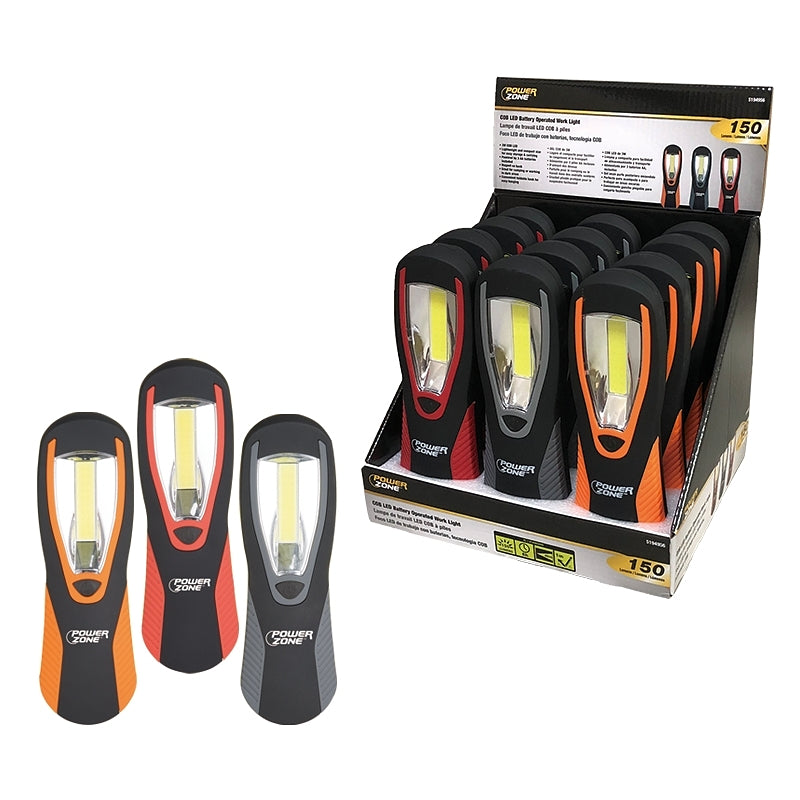 PowerZone COB Series LP-3315B COB Work Light, 1-Lamp, LED Lamp, 150 Lumens, Pack of 12