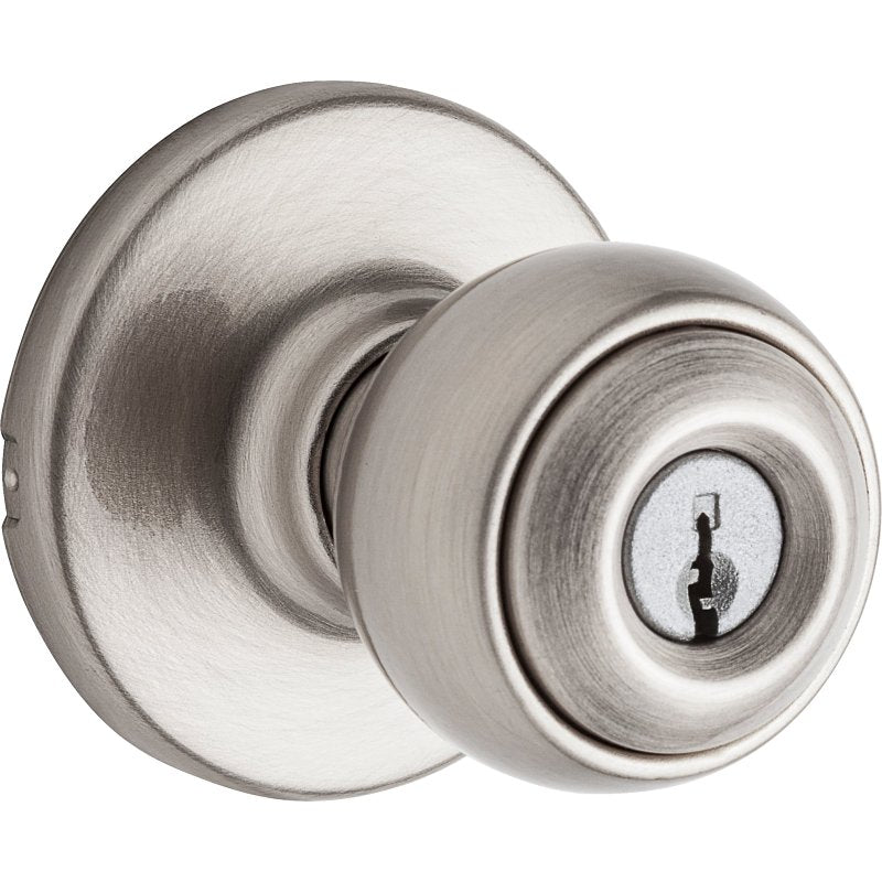 Kwikset 400P 15 6AL RCS K3 V1 Entry Knob, Satin Nickel, Zinc, K3, KW1 Keyway, Residential, 3 Grade, Silver