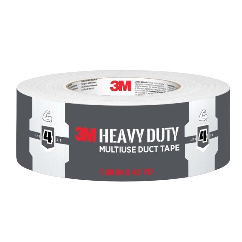3M 2145-WH Duct Tape, Heavy-Duty, 45 yd L, 1.88 in W, Polyethylene Film Backing, White