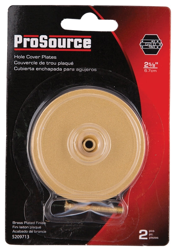 ProSource HSH-021-PS Hole Cover Plate, Steel, Polished Brass, For: 1-3/8 to 2 Thick Doors in