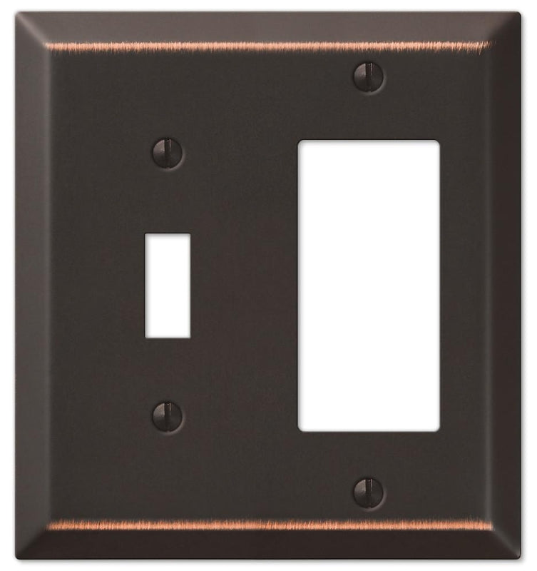 Amerelle 163TRDB Wallplate, 4-15/16 in L, 4-9/16 in W, 2 -Gang, Steel, Bronze, Wall Mounting, Pack of 3