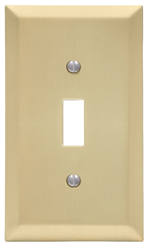 Amerelle Century Series 163TSB Wallplate, 5 in L, 2.9 in W, 1-Gang, Steel, Satin Brass, Pack of 4