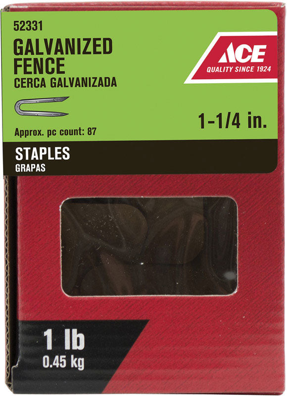 Ace 0.25 in. W X 1-1/4 in. L Galvanized Steel Fence Staples 1 lb