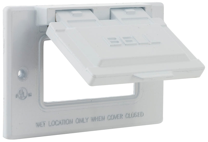 Bell Outdoor 5101-1 Cover, 2-13/16 in L, 4-9/16 in W, 1-Gang, Aluminum, White, Powder-Coated