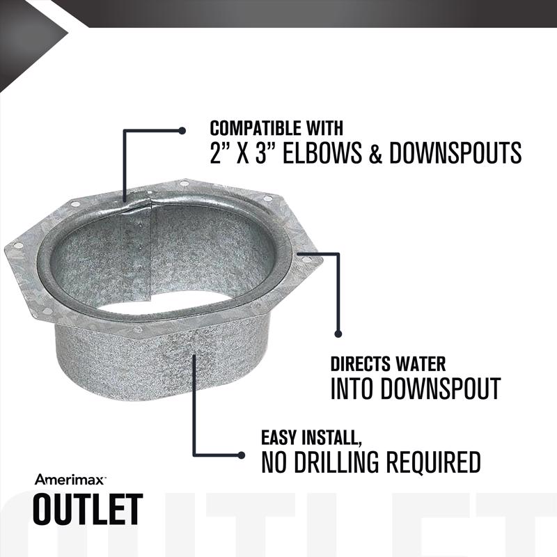 Amerimax 1.5 in. H X 3 in. W X 2 in. L Metallic Aluminum C Downspout Outlet