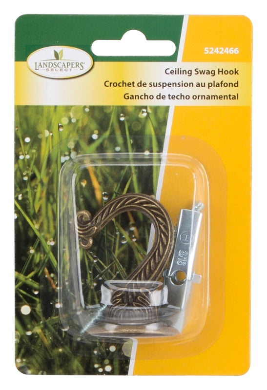 Landscapers Select GB0073L Ceiling Hook, 2-1/2 in L, Zinc Alloy, Antique Brass, Antique Brass, Wall