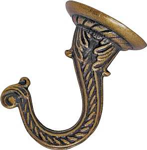 Landscapers Select GB0073L Ceiling Hook, 2-1/2 in L, Zinc Alloy, Antique Brass, Antique Brass, Wall