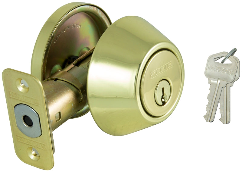 ProSource Signature Series D271-RU5V Deadbolt, 3 Grade, Polished Brass, 2-3/8, 2-3/4 in Backset, KW1 Keyway, Pack of 3