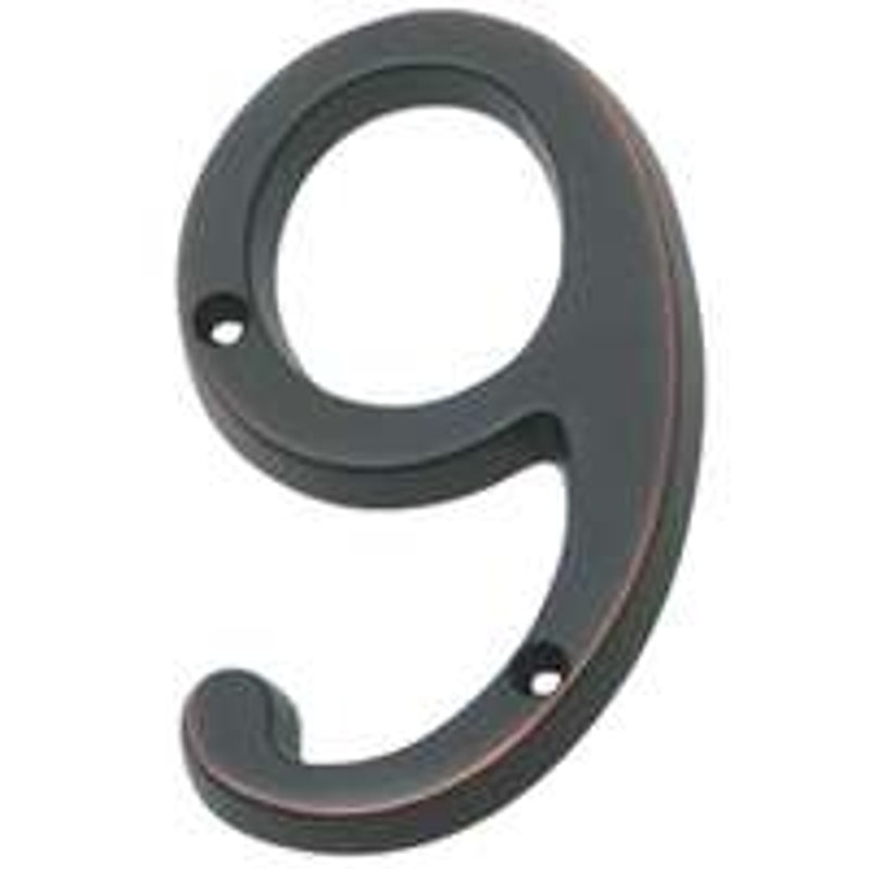 Schlage SC2-3096-716 House Number, Character: 9, 4 in H Character, Bronze Character, Solid Brass