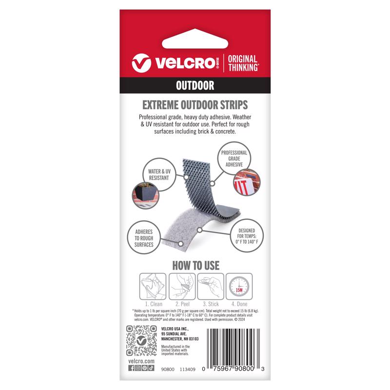VELCRO Brand Extreme Outdoor Medium Nylon Hook and Loop Fastener 4 in. L 5 pk, Pack of 6