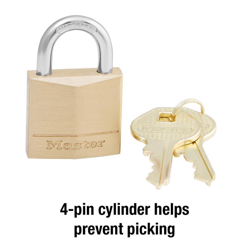Master Lock 1 in. H X 5/16 in. W X 1-3/16 in. L Brass 4-Pin Cylinder Exterior Padlock