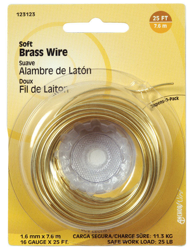HILLMAN 25 ft. L Brass 16 Ga. Wire, Pack of 10