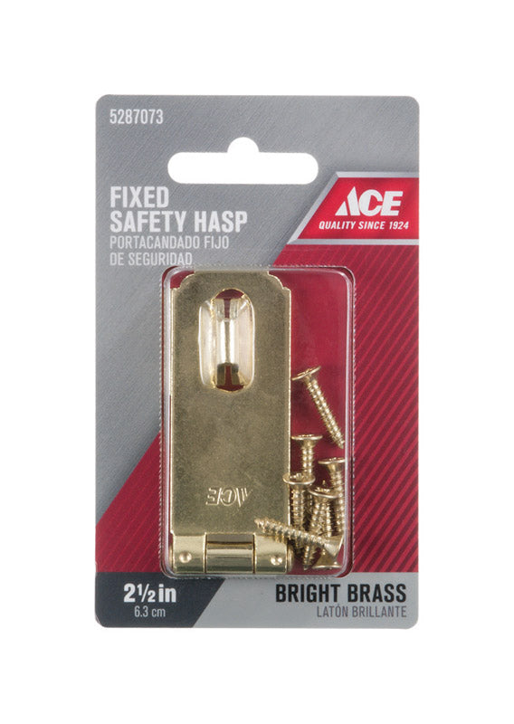 Ace Bright Brass 2-1/2 in. L Fixed Staple Safety Hasp