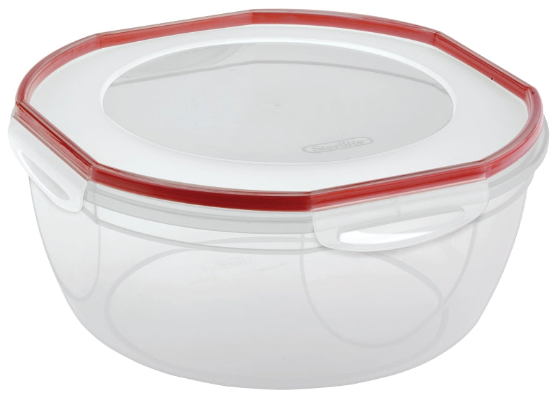 Sterilite Ultra•Seal 03958602 Storage Bowl, 8.1 qt Capacity, Plastic, Clear/Rocket Red, 5-5/8 in Dia, 12 in H, Pack of 2