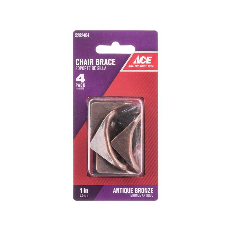 Ace 1 in. H X 2.75 in. W X 1 in. D Zinc Inside Chair Brace, Pack of 5