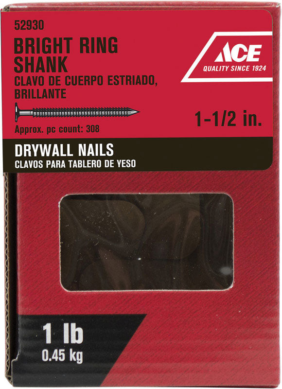Ace 1-1/2 in. Drywall Bright Steel Nail Flat Head 1 lb