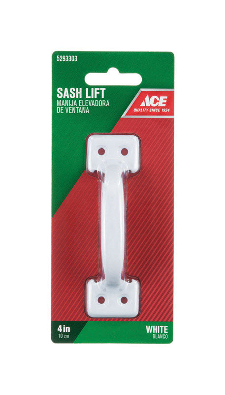 Ace 4 in. L Painted White Steel Universal Sash Lift Handle 1 pk, Pack of 5