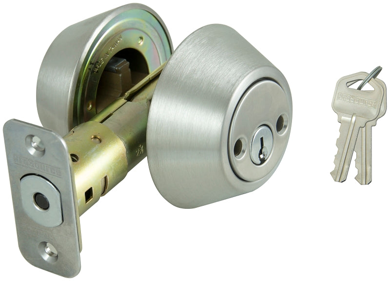 ProSource D262-RU5V Deadbolt, 3 Grade, Stainless Steel, 2-3/8 to 2-3/4 in Backset, KW1 Keyway, Pack of 3