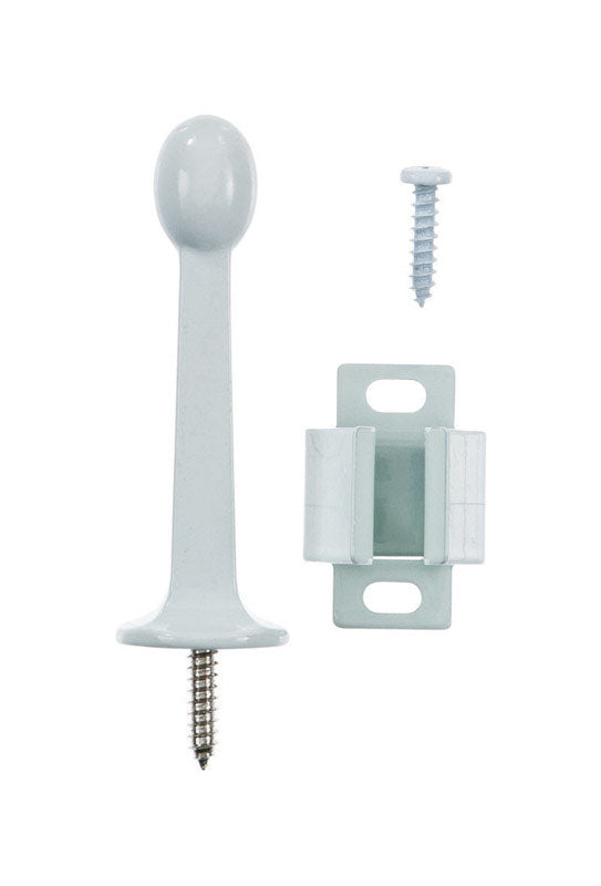 Ace 3 in. W Metal White Rigid Door Stop w/Holder Mounts to door and wall 5/32 in., Pack of 5