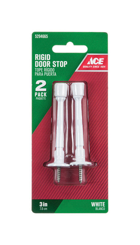 Ace 3 in. W Metal White Rigid Door Stop Mounts to door and wall 1.8 in., Pack of 5