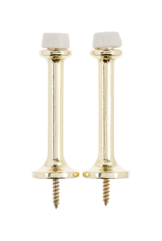 Ace 3 in. W Metal Bright Gold Rigid Door Stop Mounts to door and wall 1/8 in., Pack of 5