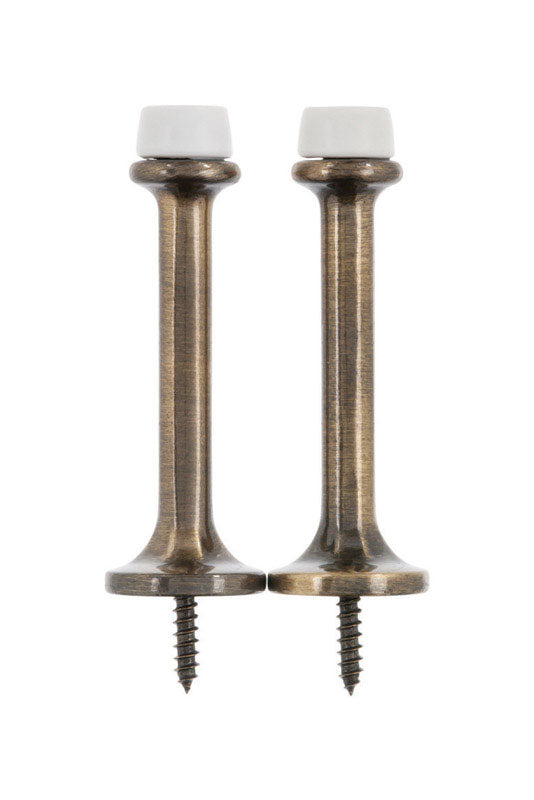 Ace Metal Antique Brass Gold Rigid Door Stop Mounts to door and wall 1/8 in., Pack of 5