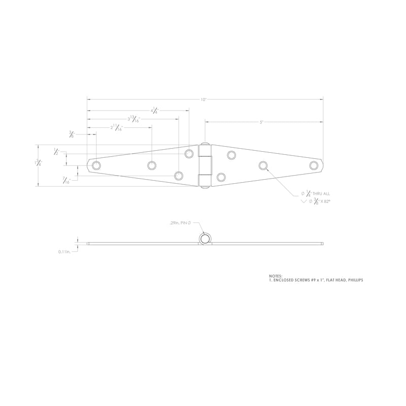 Ace 5 in. L Zinc-Plated Light Duty Strap Hinge 2 pk, Pack of 5