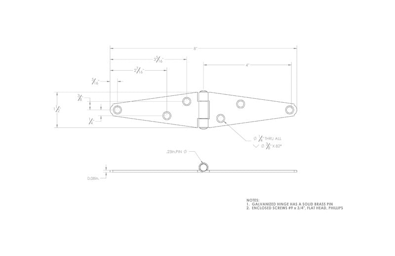 Ace 4 in. L Galvanized Light Duty Strap Hinge 2 pk