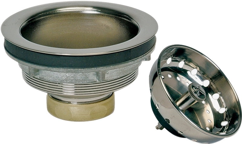 Plumb Pak K5435DSBN Sink Strainer, 4-1/2 in Dia, Brass, Brushed Nickel
